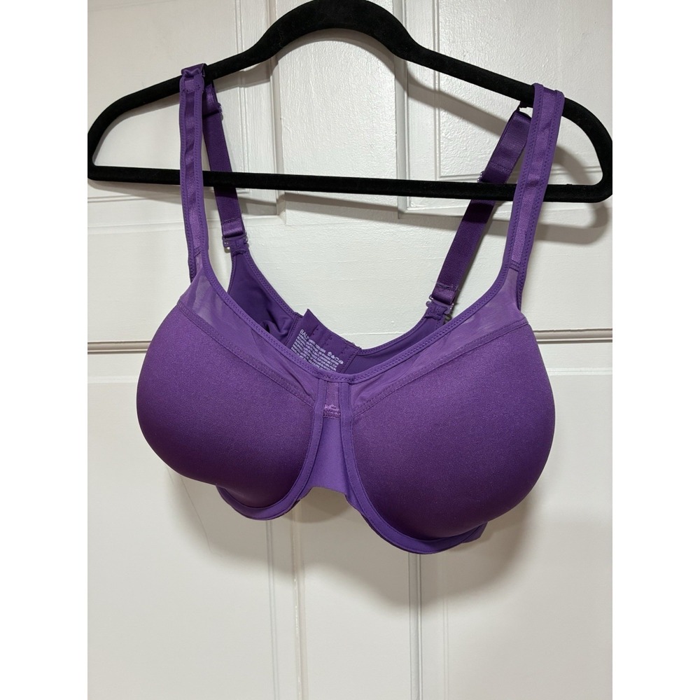 Bali Women Underwire Bra One Smooth U Adjustable Straps Purple Satin 38DD